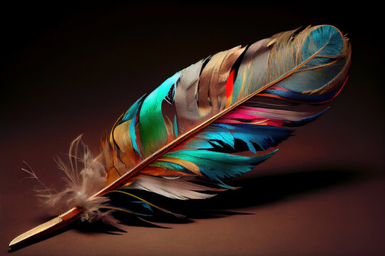 Abstract Multi Colored Feather, Generative AI