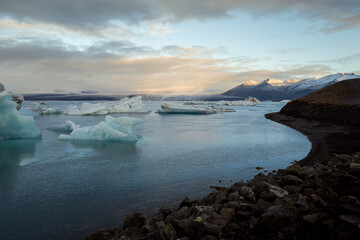 Icy Sea Landscape at Sunset