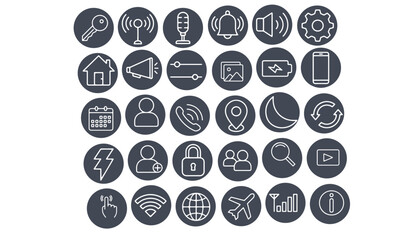 Mobile Notification Line Icons vector design