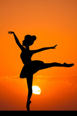 Fototapeta na wymiar illustration of dancers at sunset