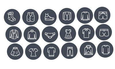 Pant, Dress, Shirt, T-Shirt, Shoes Icons vector design 