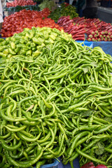 Fresh local vegetables being sold at the farmers' market