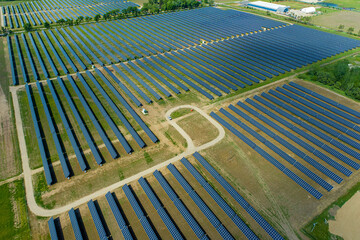 Aerial View of Solar Farm in Indiana