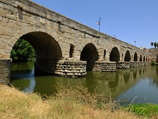 Fototapeta na wymiar Roman bridge in the city of Merida, Extremadura - Spain