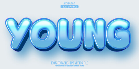 Young text effect, editable blue text style