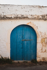 Greek blue door archway
