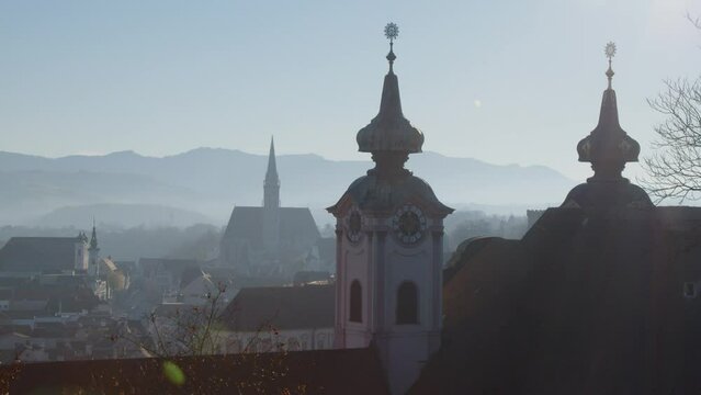 church towers in Steyr in Upper Austria