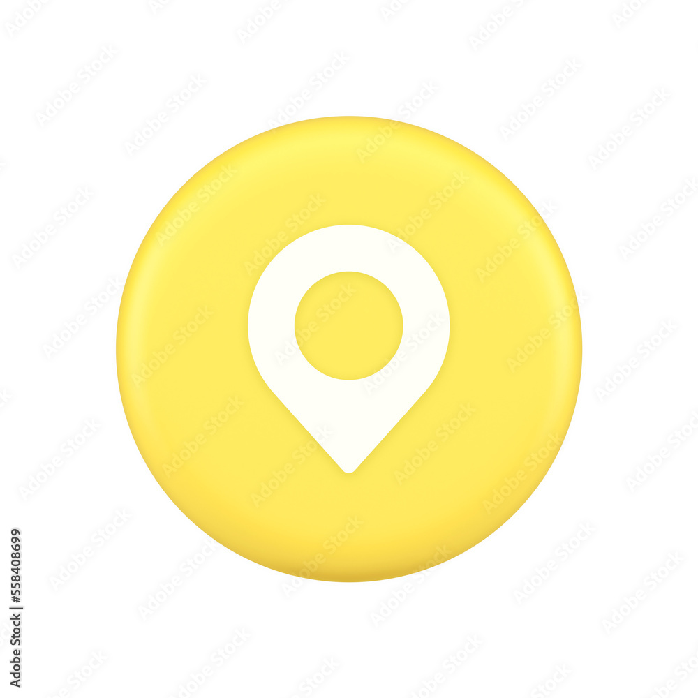 Poster gps map pin location service button application direction distance pointer 3d application icon