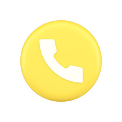 Helpline hotline call center phone handset round button 3d application icon