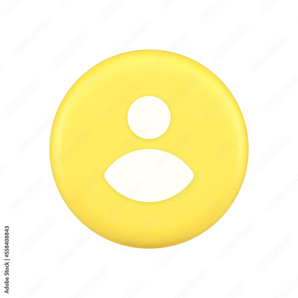 Poster member user personal data button human avatar character social character profile 3d icon