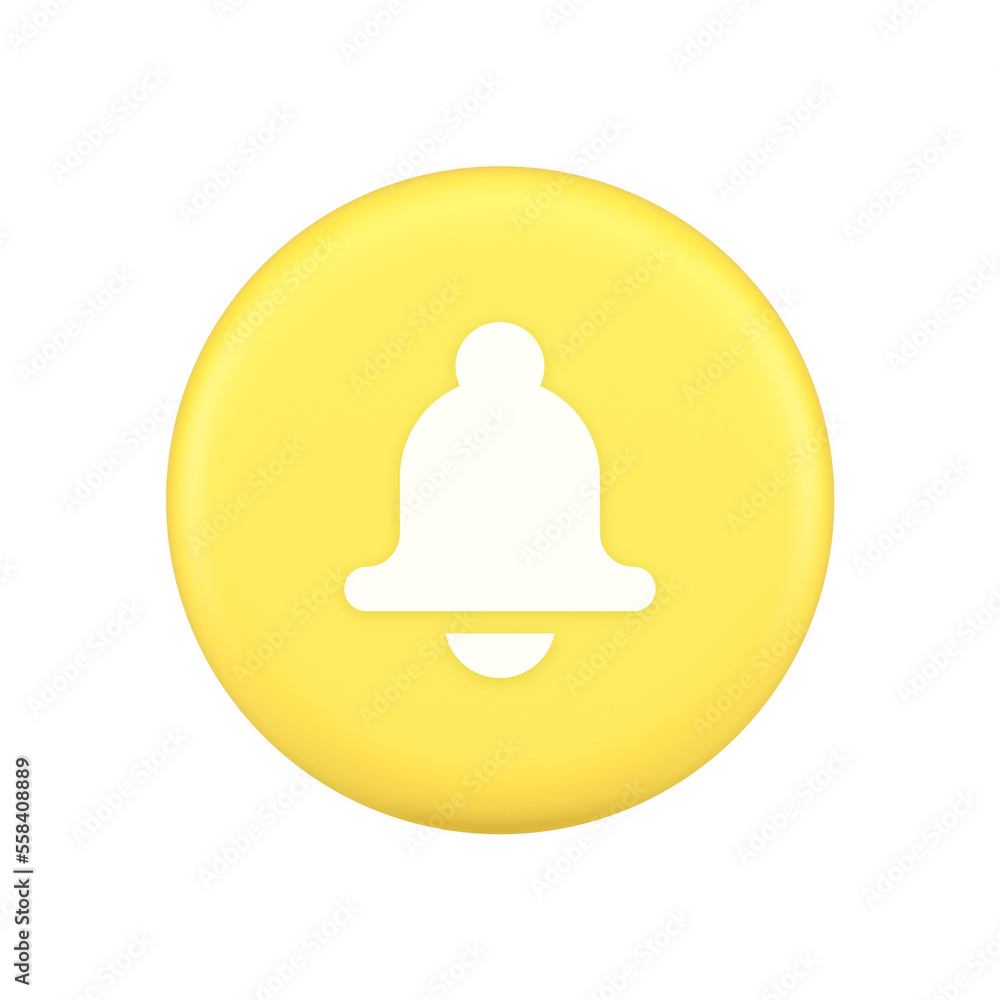 Poster bell ring audio sound button signal push reminder cyberspace interface notification 3d icon
