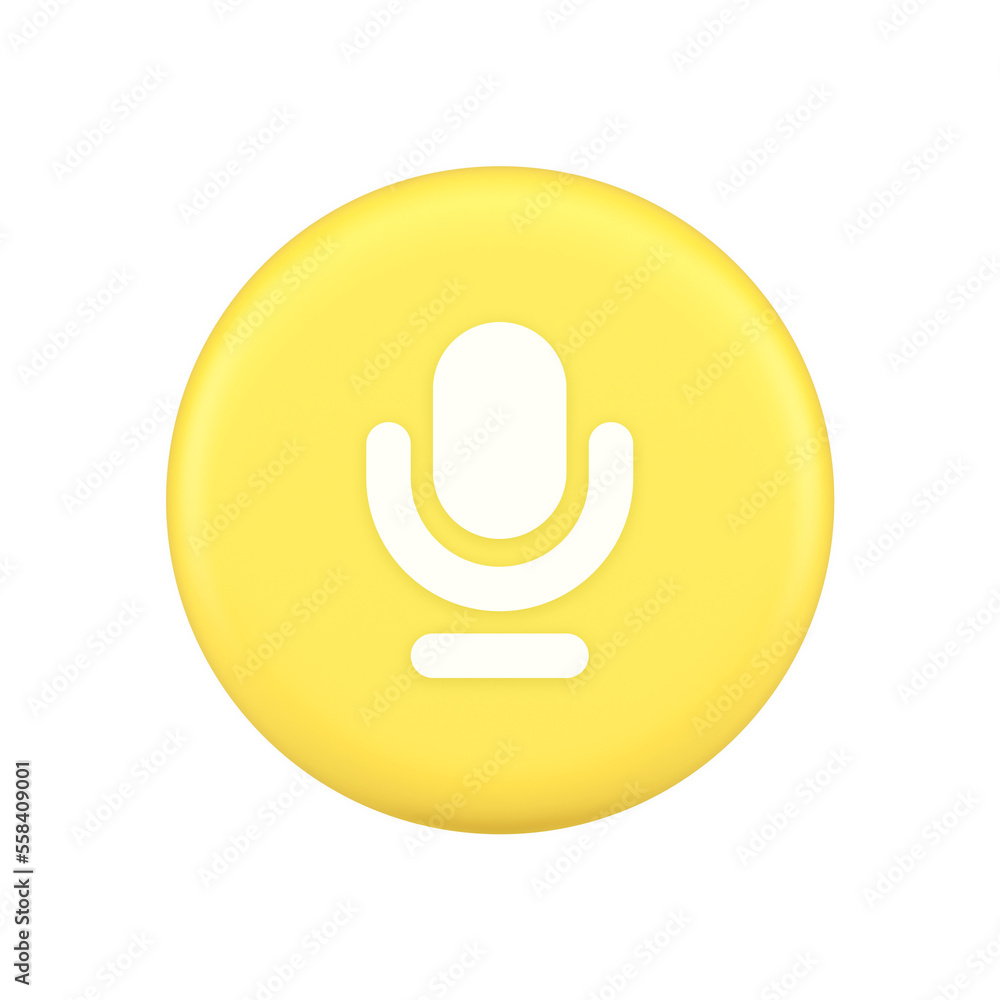 Poster microphone sound live recording button web app design radio music broadcasting 3d icon