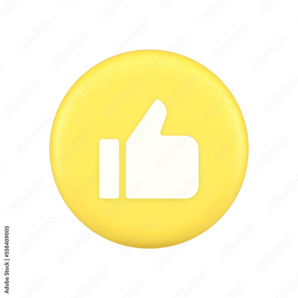 Poster like thumb up approve rating button confirmation cool website networking 3d application icon