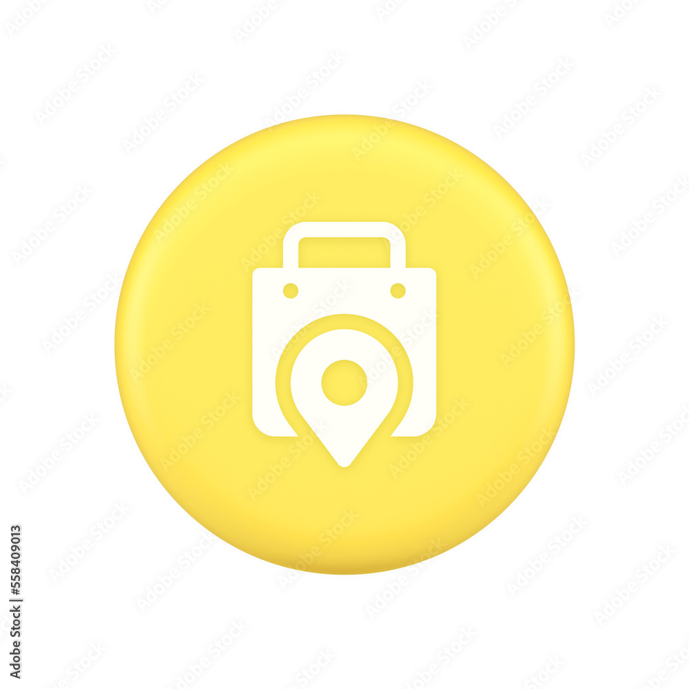 Poster shop location map pin with shopping bag button web app design application icon