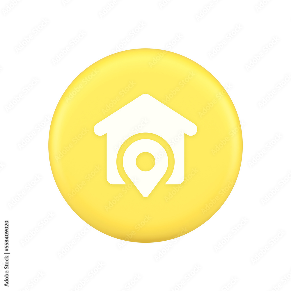 Poster house location gps route button distance navigation map pin pointer address direction 3d icon