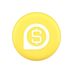 Bank money exchange map pin pointer button cash location dollar symbol web app design 3d icon