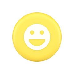 Fototapeta premium Smiley emoticon comic face emoji button laughing social network reaction happy 3d icon