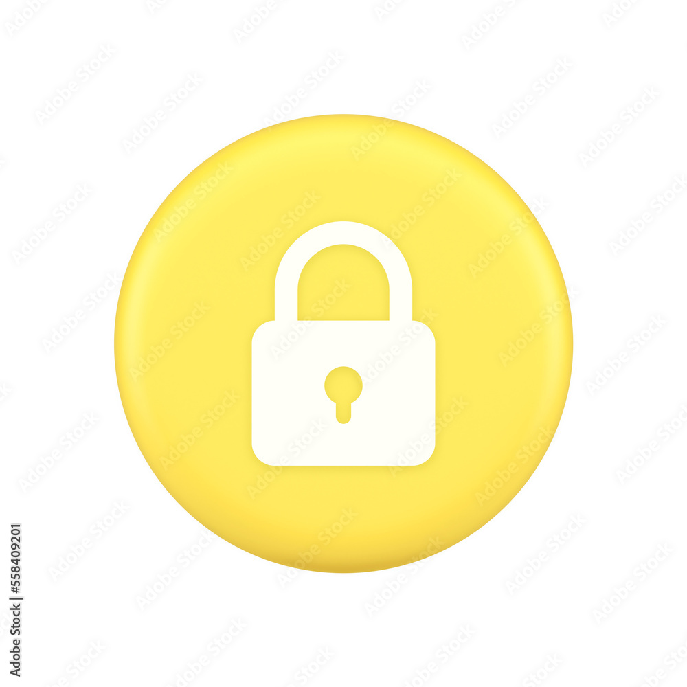 Poster padlock locking web access button password security protection safe encryption 3d icon