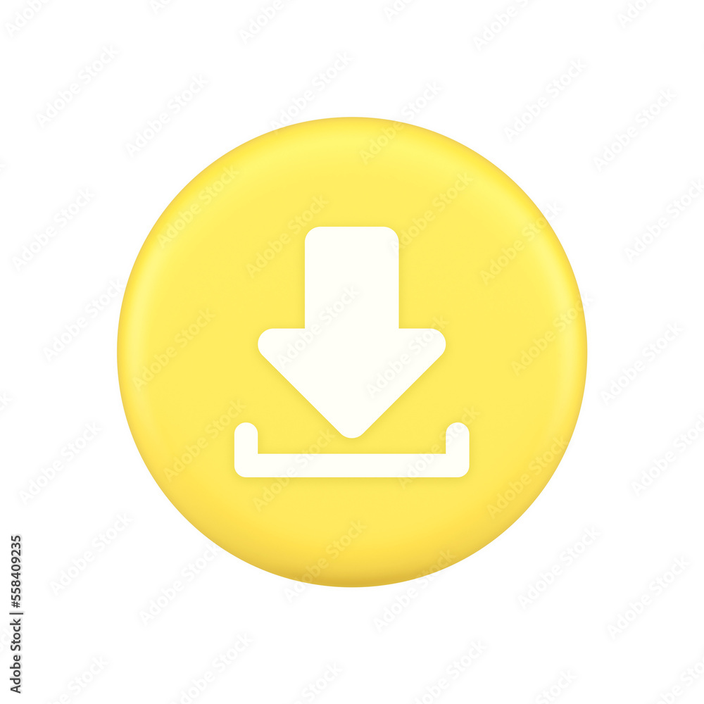 Aufkleber download down arrow cyberspace information storage button internet file browsing 3d icon