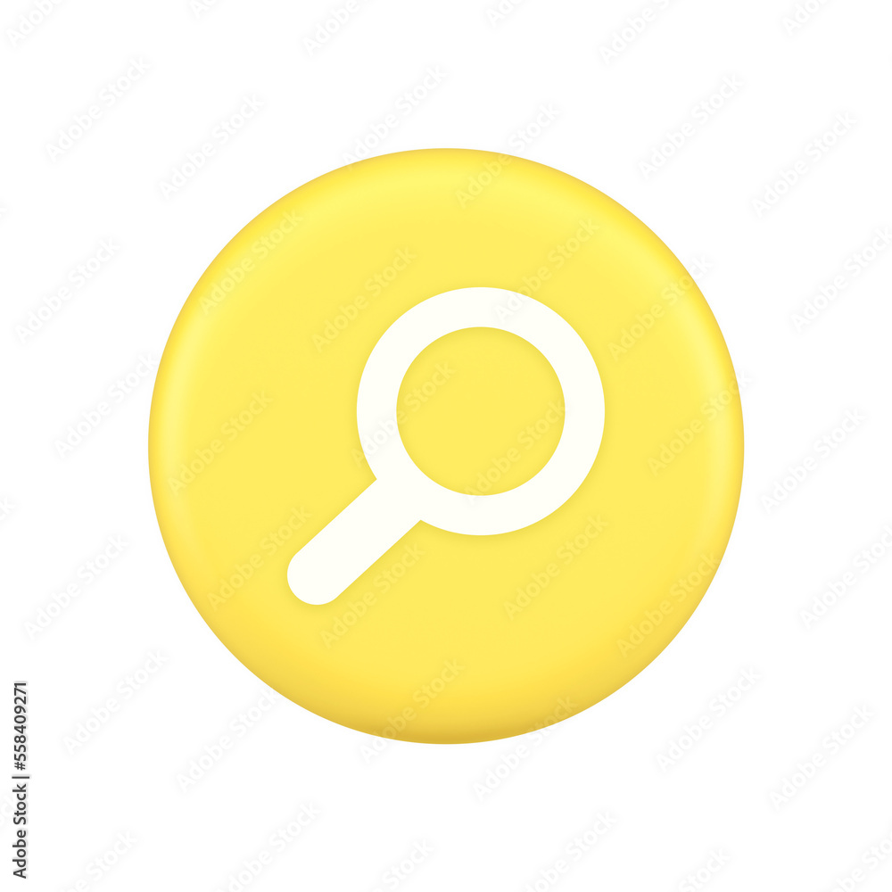 Poster Browsing internet searching button magnifying glass analyzing information 3d application icon