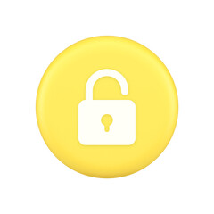 Open lock button cyberspace password security protection service 3d application icon