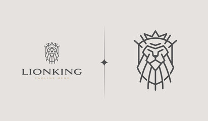 Lion King Monoline Logo Illustration. Universal creative premium symbol. Vector sign icon logo template. Vector illustration