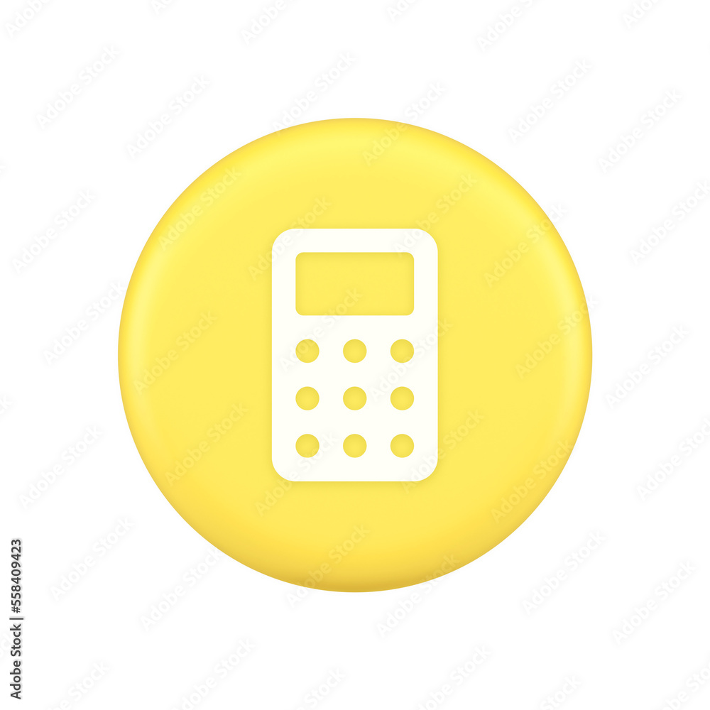 Poster calculator button mathematical number counting web application design 3d application icon