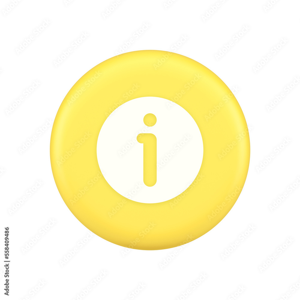 Poster Info button information character FAQ question answer help support web app 3d application icon