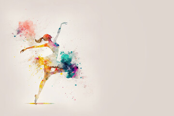 A colorful watercolor painting of a ballet dancer, Generative AI - obrazy, fototapety, plakaty