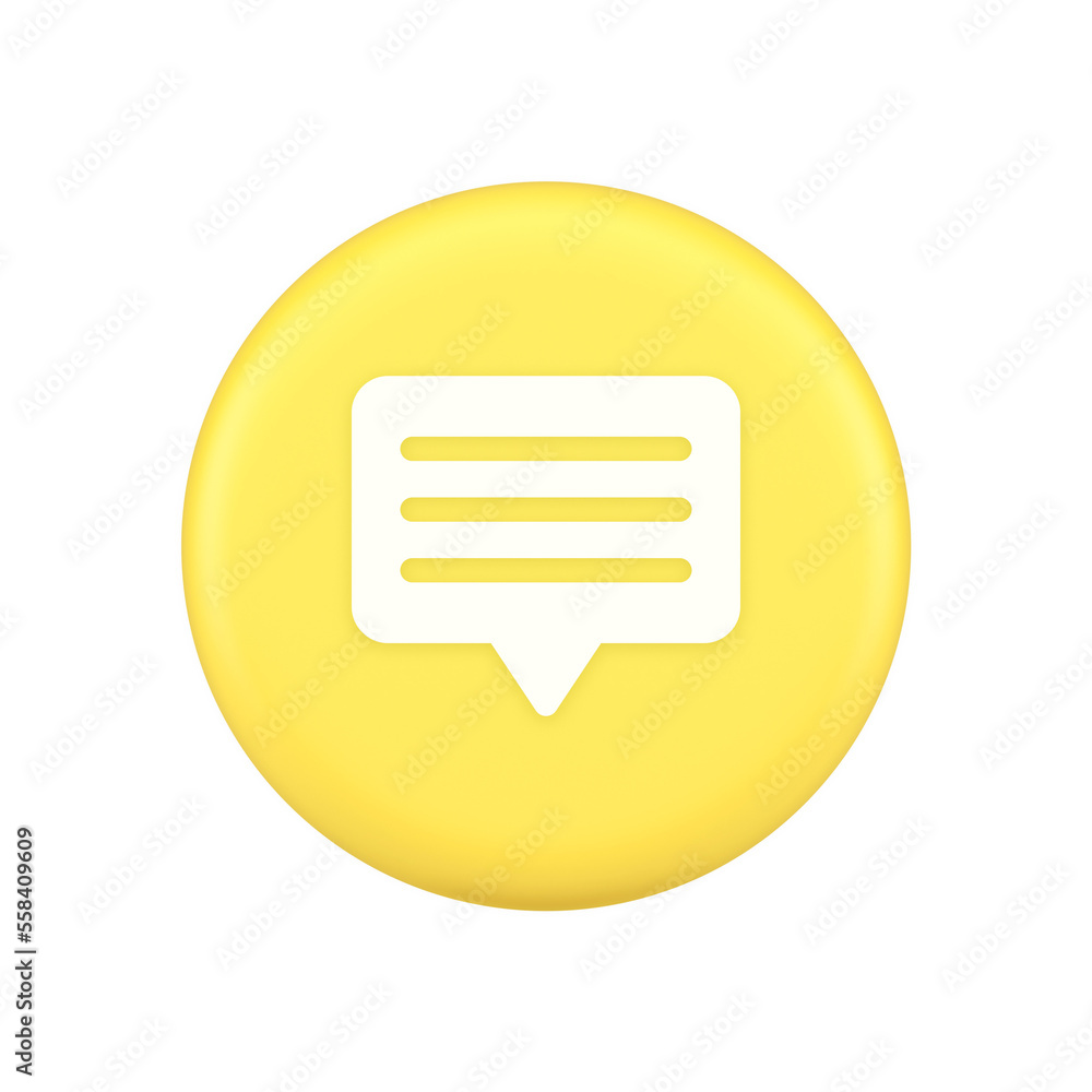 Poster chat box speech bubble button social networks texting internet communication 3d icon