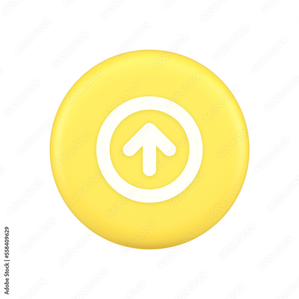 Poster up arrow round border button cyberspace navigation pointer 3d application icon