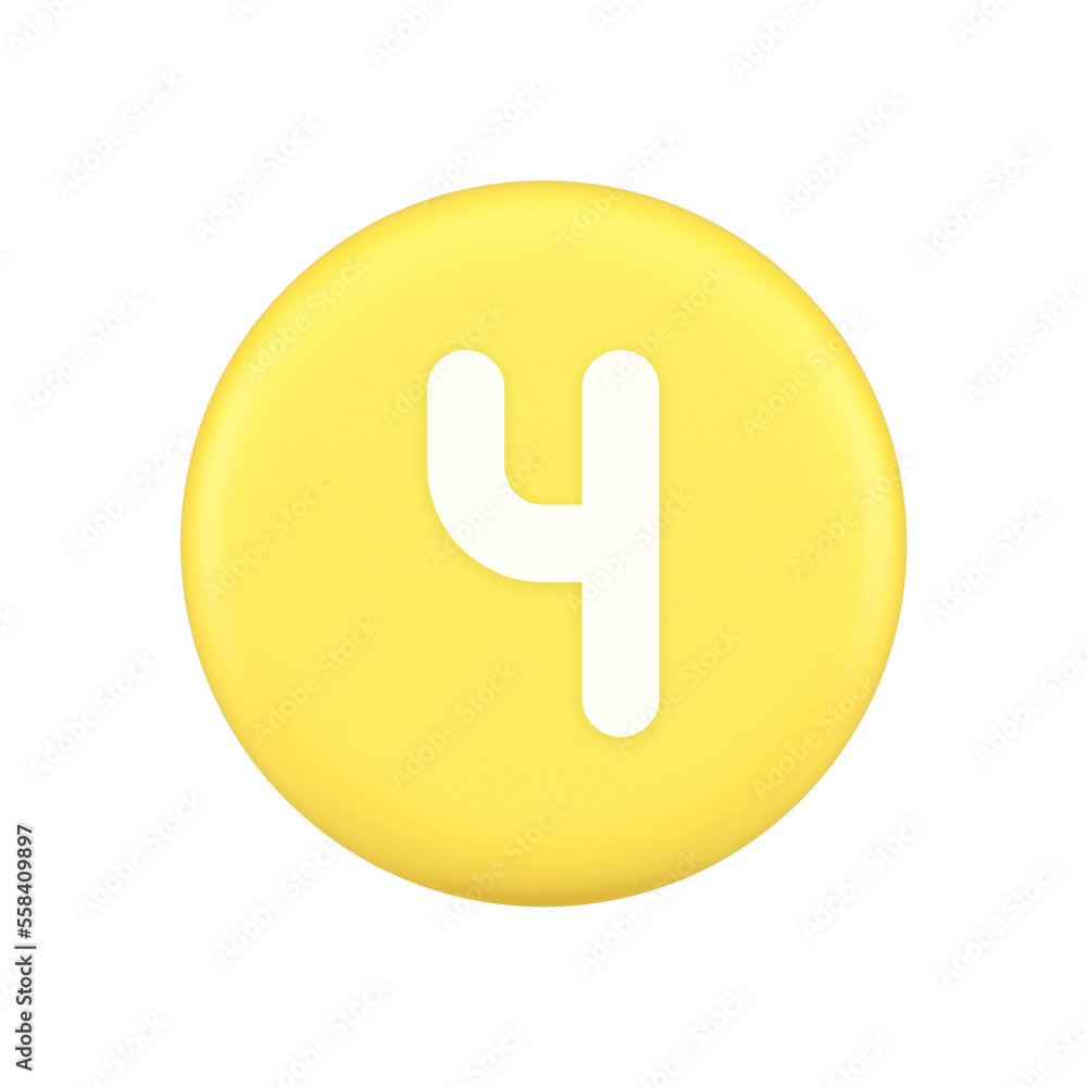 Poster four number yellow round button keyboard interface financial calculation service 3d icon