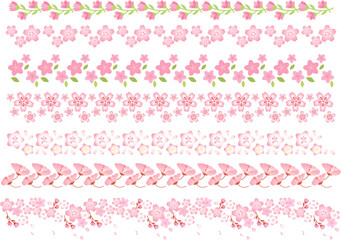 かわいい桜の花で作ったライン素材