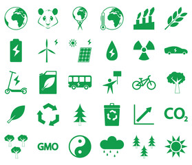 Ecological icon set environment, eco, green energy, alternative power, bio fuel, recycle, green mindset, water drop and more.