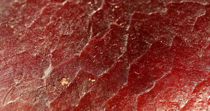 Meat delicacy prosciutto. Beef jerky. Macro shot