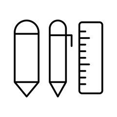 Pencil icon, pen and ruler . icon related to education. line icon style. Simple vector design editable