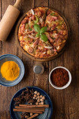 Fresh Homemade Italian Pizza Margherita with buffalo mozzarella and basil