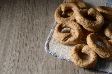 Italian taralli. Traditional snack food of Puglia region.