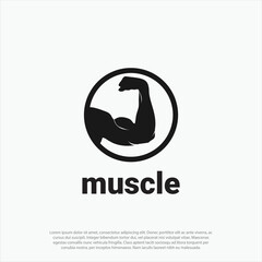 circular muscle or muscular biceps hand fitness vector logo design template, logo design for gym and fitness vector