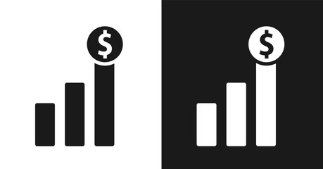 Money increase chart illustration icon vector
