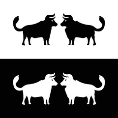 Bull animal vector logo design . icon logo . silhouette logo 