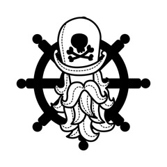 Black and white pirate icon vector illustration