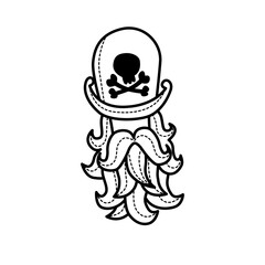 Black and white pirate icon vector illustration