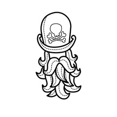 Black and white pirate icon vector illustration
