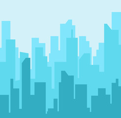 City skyline illustration. Urban landscape. Daytime cityscape. Vector