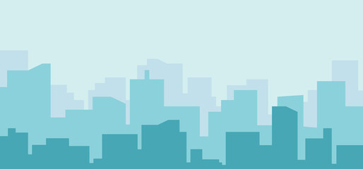 City skyline illustration. Urban landscape. Daytime cityscape. Vector