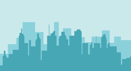 Naklejka premium City skyline illustration. Urban landscape. Daytime cityscape. Vector