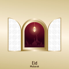 Eid mubarak design vector, eid mubarak with gold ornament, islamic background