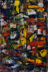 Pictorial texture with brush strokes. Colourful stains. Abstract art, poster, grunge, minimalism.