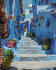 Blue Alley in Chefchaouen, Morocco